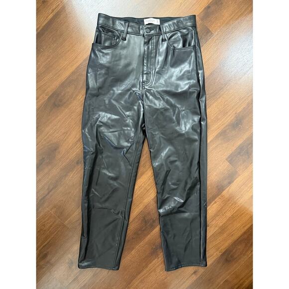 Abercrombie & Fitch Ankle Straight Ultra High Vegan Faux Leather Pants Sz 30/10L - Picture 2 of 8